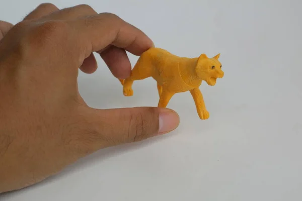 Brinquedo Forma Leoa Feito Foto Plástico — Fotografia de Stock