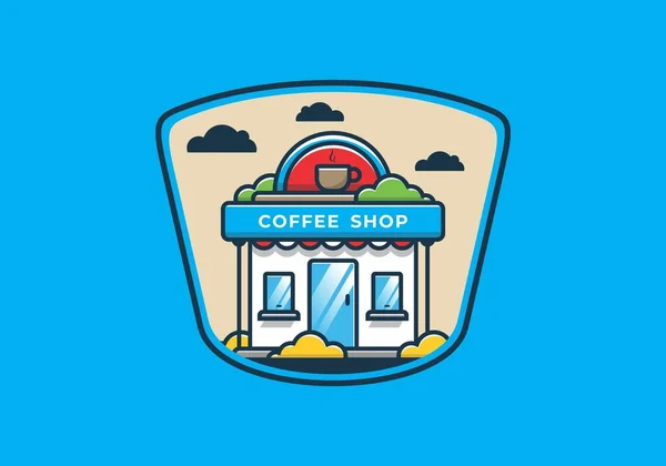 Coffeeshop Linie Kunst Flache Illustration Design — Stockvektor