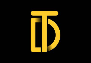 Eşsiz ve modern DT veya TD ilk harf tasarımı