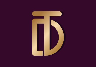 Eşsiz ve modern DT veya TD ilk harf tasarımı