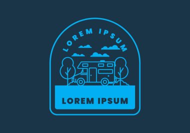 Çizgi sanatı karavanı düz çizim tasarımı