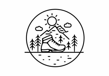 Açık hava ayakkabıları tasarımı çizgisi çizimi