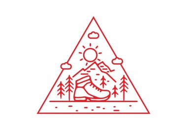 Açık hava ayakkabıları tasarımı çizgisi çizimi