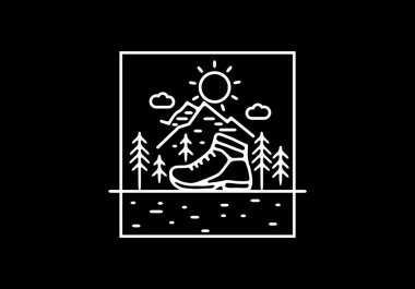 Açık hava ayakkabıları tasarımı çizgisi çizimi