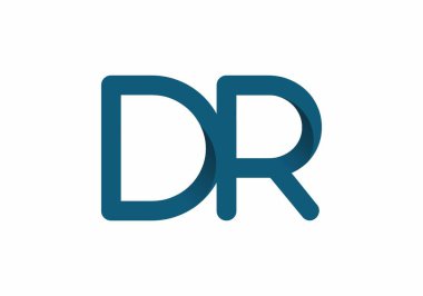 DR ilk harf tasarımının koyu mavi rengi