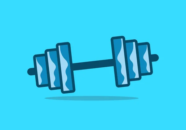 Blue Dumbbell Barbell Flat Illustration Design — Stock Vector