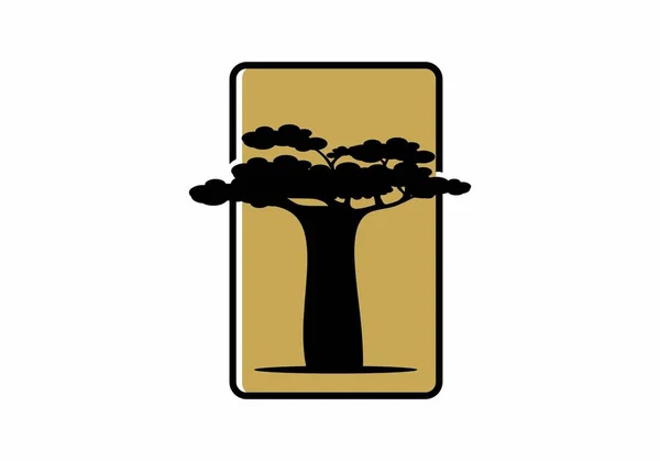 Черный Золотой Цвет Дерева Баобаба — стоковый вектор
