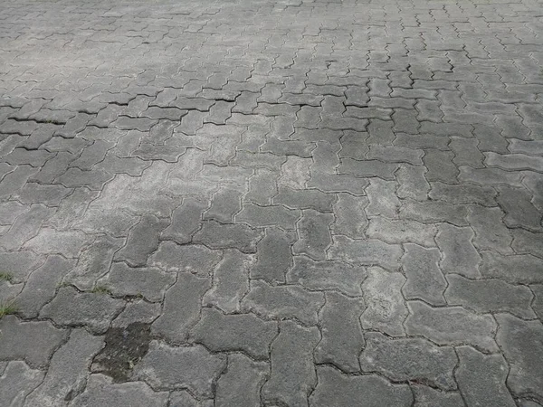 Cracked Dirty Brick Paving Roads Photo — Stock Photo, Image