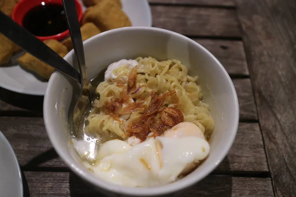 Boiled Noodles White Bowl Photo — Stock Photo, Image