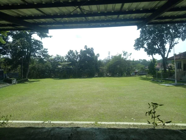 Wide Empty Green Grass Field Photo — Stock Photo, Image