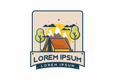 Çadır düz illüstrasyon tasarımı ile kamp