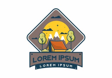 Çadır düz illüstrasyon tasarımı ile kamp