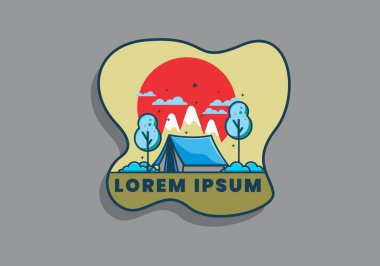Çadır düz illüstrasyon tasarımı ile kamp