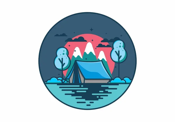 Camping Avec Tente Illustration Plate Design — Image vectorielle