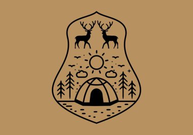 Kamp çadırı tasarımının çizgi çizimi