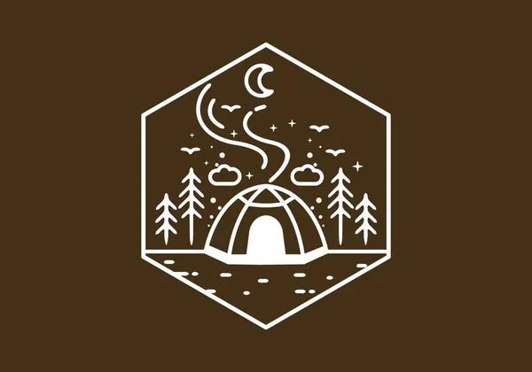 Kamp Çadırı Tasarımının Çizgi Çizimi — Stok Vektör