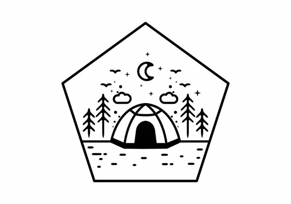 Ilustración Arte Línea Camping Tienda Diseño — Vector de stock