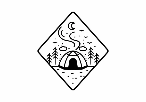 Line Art Illustratie Van Camping Tent Ontwerp — Stockvector