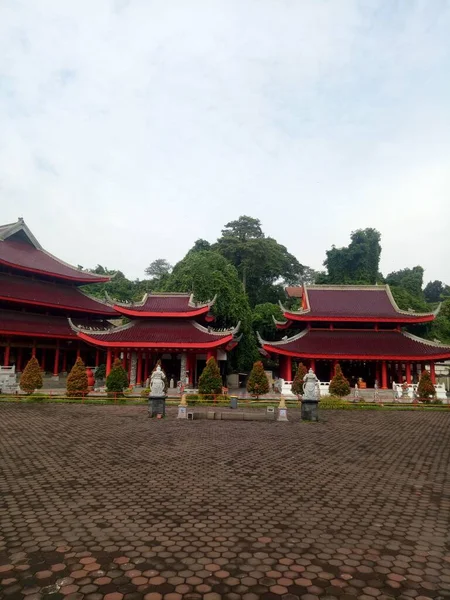 Semarang Indonésia Janeiro 2022 Edifício Grande Vermelho Sam Poo Kong — Fotografia de Stock