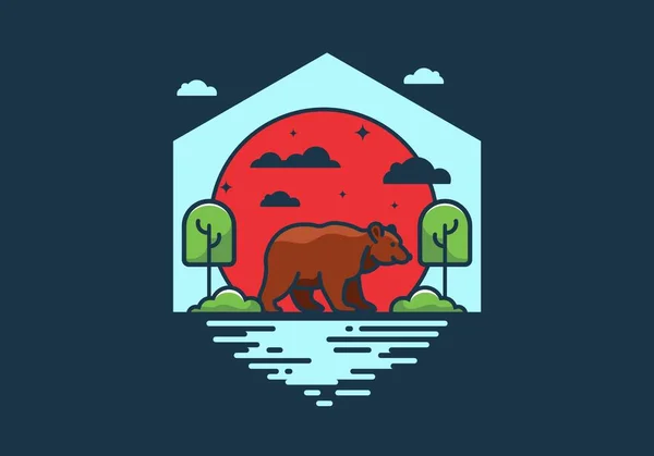 Colorido Oso Salvaje Naturaleza Diseño Ilustración Plana — Vector de stock