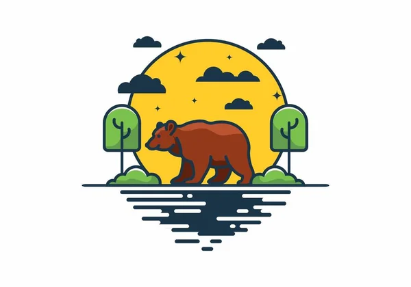 Colorido Oso Salvaje Naturaleza Diseño Ilustración Plana — Vector de stock