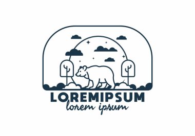 Vahşi ayı tasarımının çizgi çizimi