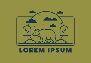 Vahşi ayı tasarımının çizgi çizimi