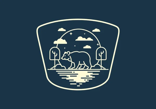 野生のクマのデザインのラインアートイラスト — ストックベクタ