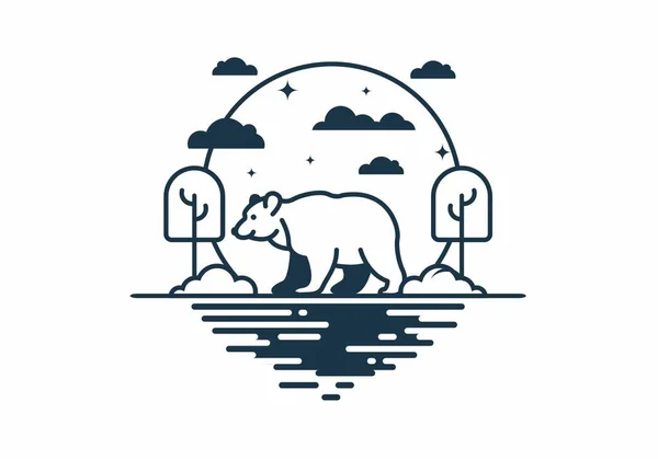 Ilustração Arte Linha Design Urso Selvagem — Vetor de Stock