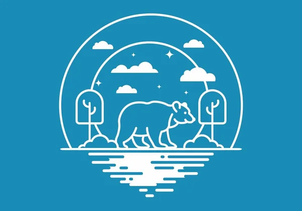 Line Art Illustration Wild Bear Design — Stock Vector