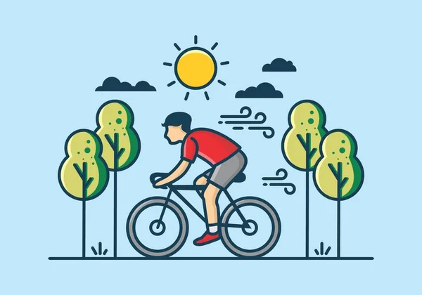 Montar Bicicleta Diseño Ilustración Plana — Vector de stock