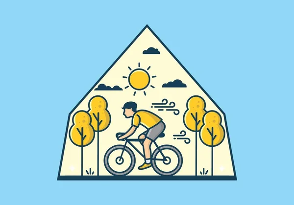 Montar Bicicleta Diseño Ilustración Plana — Vector de stock