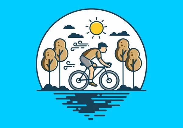 Їзда Велосипеді Плоский Дизайн Ілюстрації — стоковий вектор