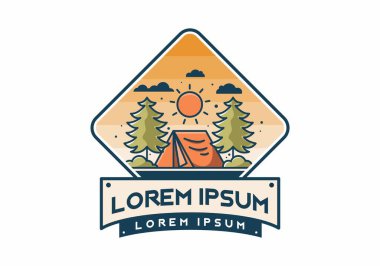 Çadır illüstrasyon tasarımı ile eğlenceli kamp