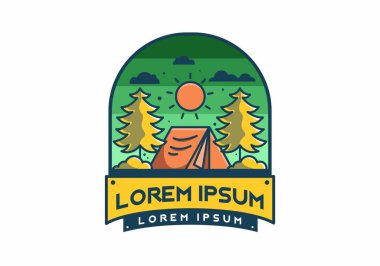 Çadır illüstrasyon tasarımı ile eğlenceli kamp