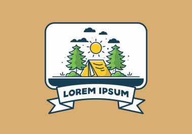 Çadır illüstrasyon tasarımı ile eğlenceli kamp