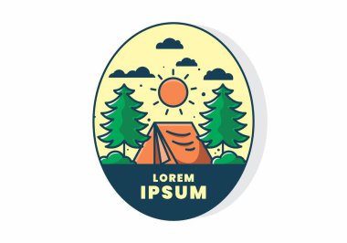 Çadır illüstrasyon tasarımı ile eğlenceli kamp