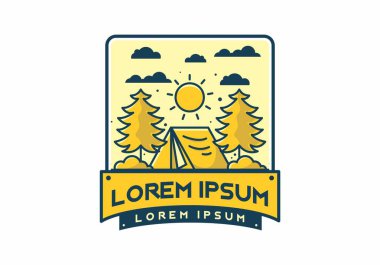 Çadır illüstrasyon tasarımı ile eğlenceli kamp