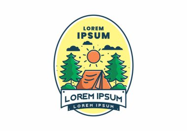 Çadır illüstrasyon tasarımı ile eğlenceli kamp