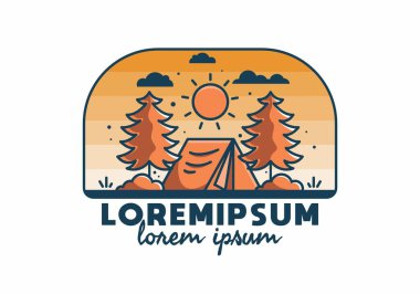 Çadır illüstrasyon tasarımı ile eğlenceli kamp