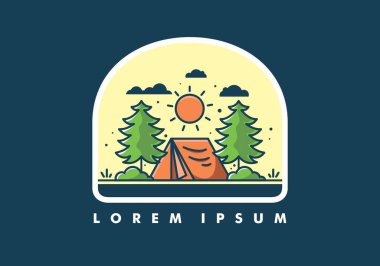 Çadır illüstrasyon tasarımı ile eğlenceli kamp
