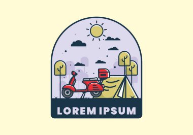 Mobilet düz çizim tasarımı ile kamp yapmak