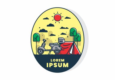 Mobilet düz çizim tasarımı ile kamp yapmak