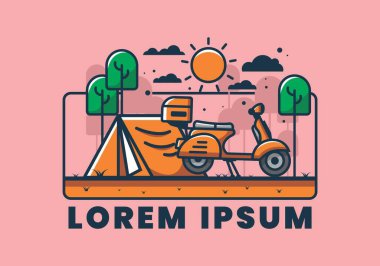 Mobilet düz çizim tasarımı ile kamp yapmak