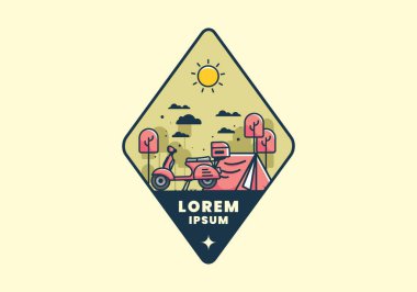 Mobilet düz çizim tasarımı ile kamp yapmak