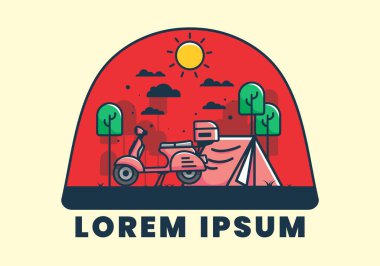 Mobilet düz çizim tasarımı ile kamp yapmak