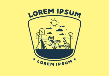 Mobilet düz çizim tasarımı ile kamp yapmak