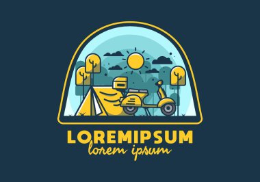 Mobilet düz çizim tasarımı ile kamp yapmak