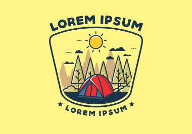 Kubbe çadırı düz çizim tasarımı ile eğlenceli kamp