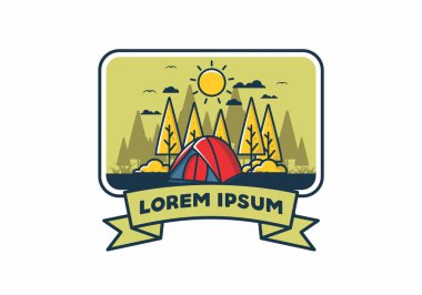 Kubbe çadırı düz çizim tasarımı ile eğlenceli kamp